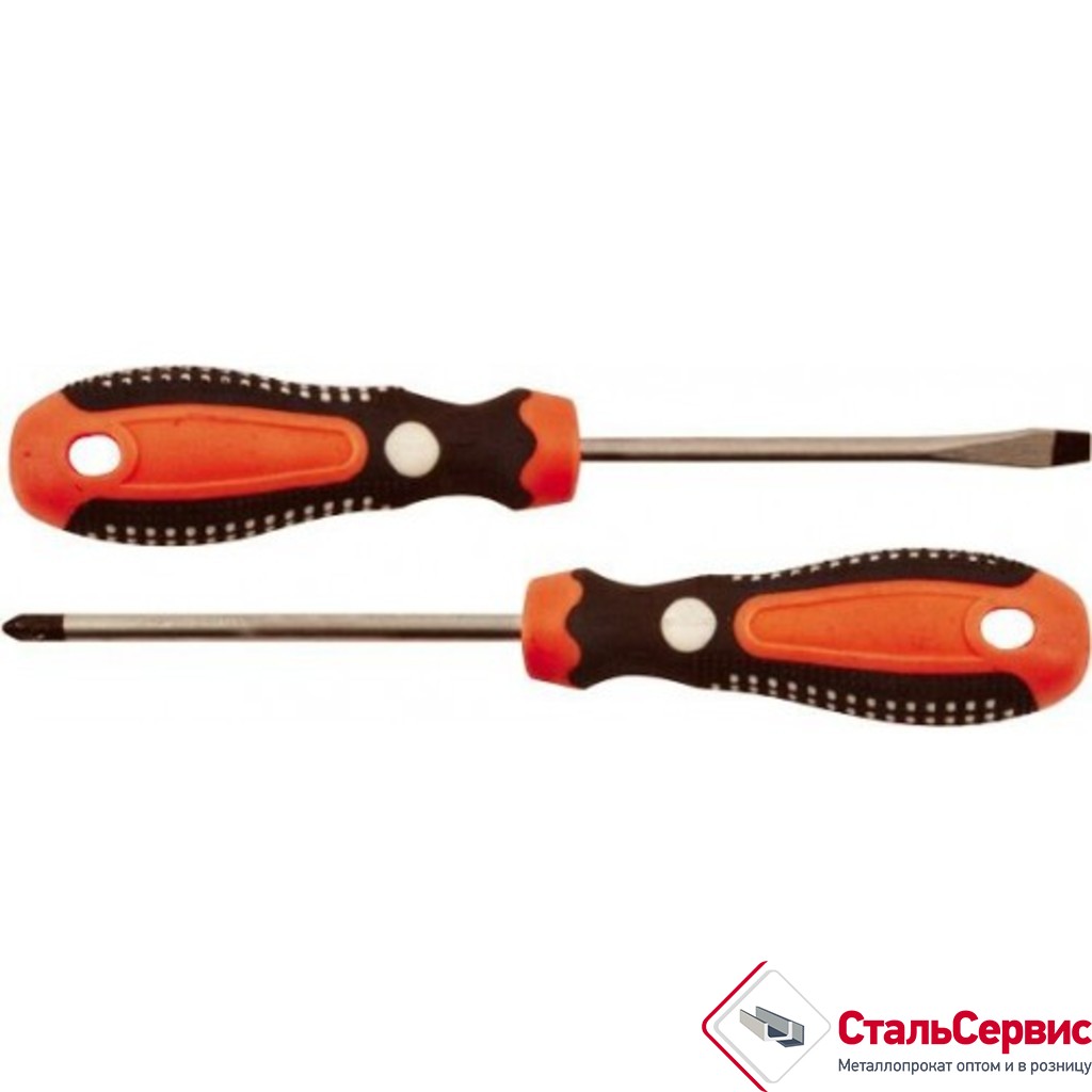 Отвертка, 5х100мм SL, CrV, магнит.наконечник, прорезин.ручка