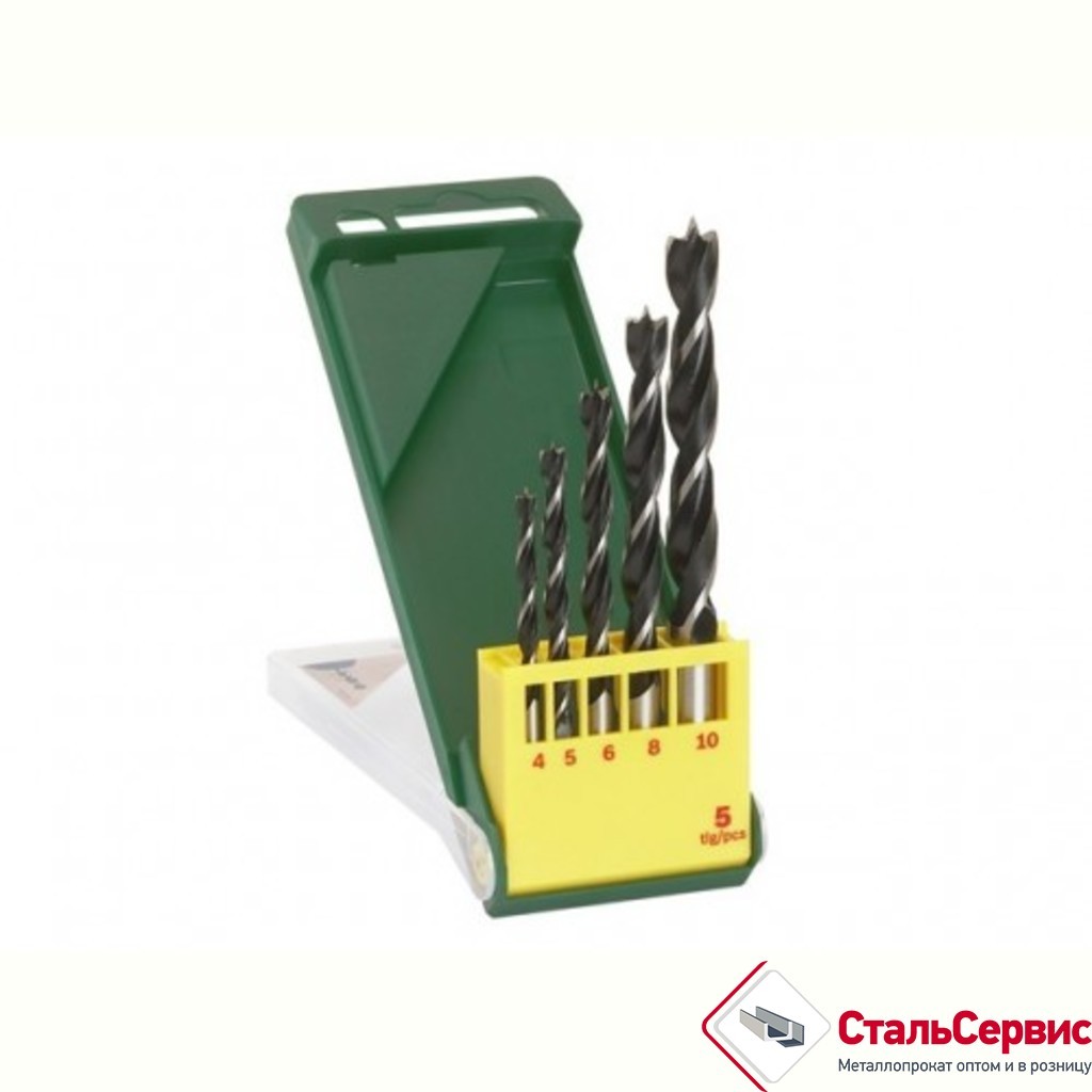 Набор сверл по дереву( 5 шт4-5-6-8-10 мм) платик.бокс