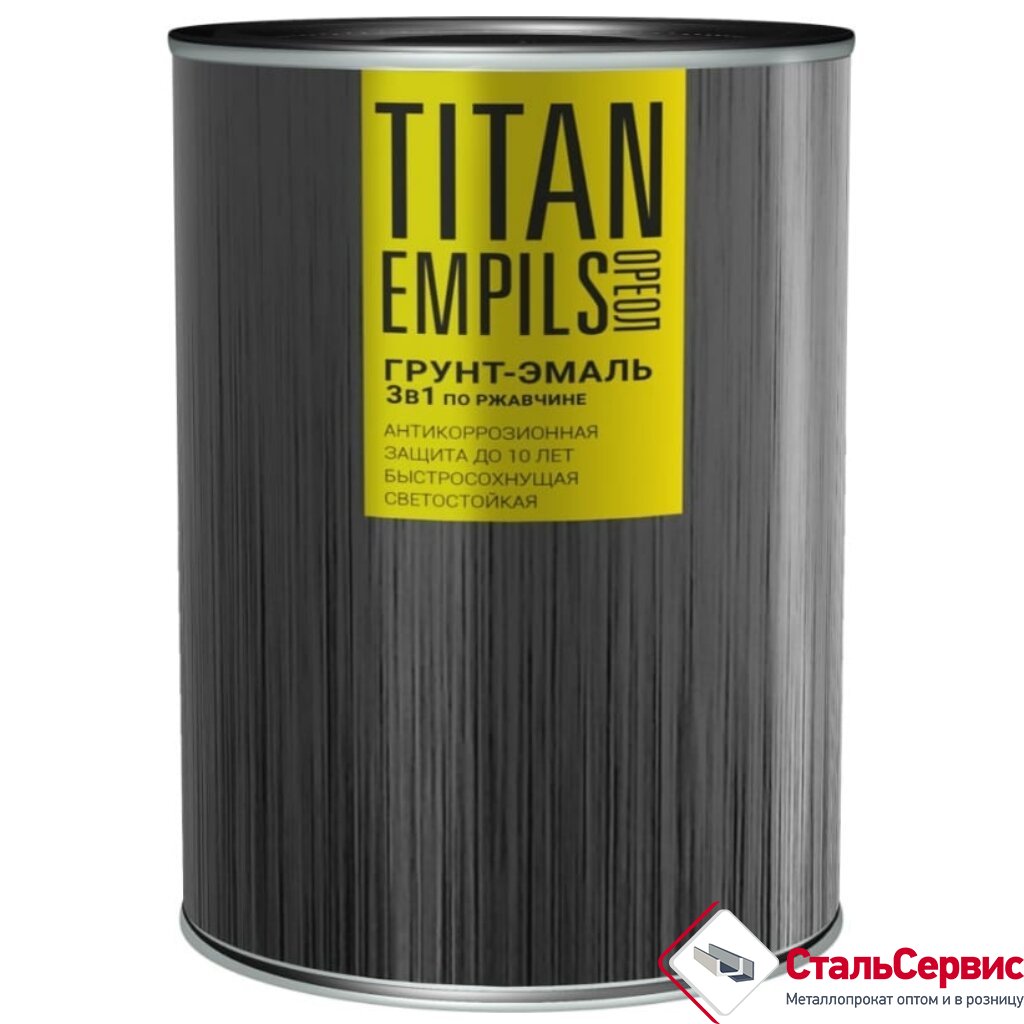 ОРЕОЛ TITAN Грунт-эмаль по ржавчине черный RAL9005 0,9 кг
