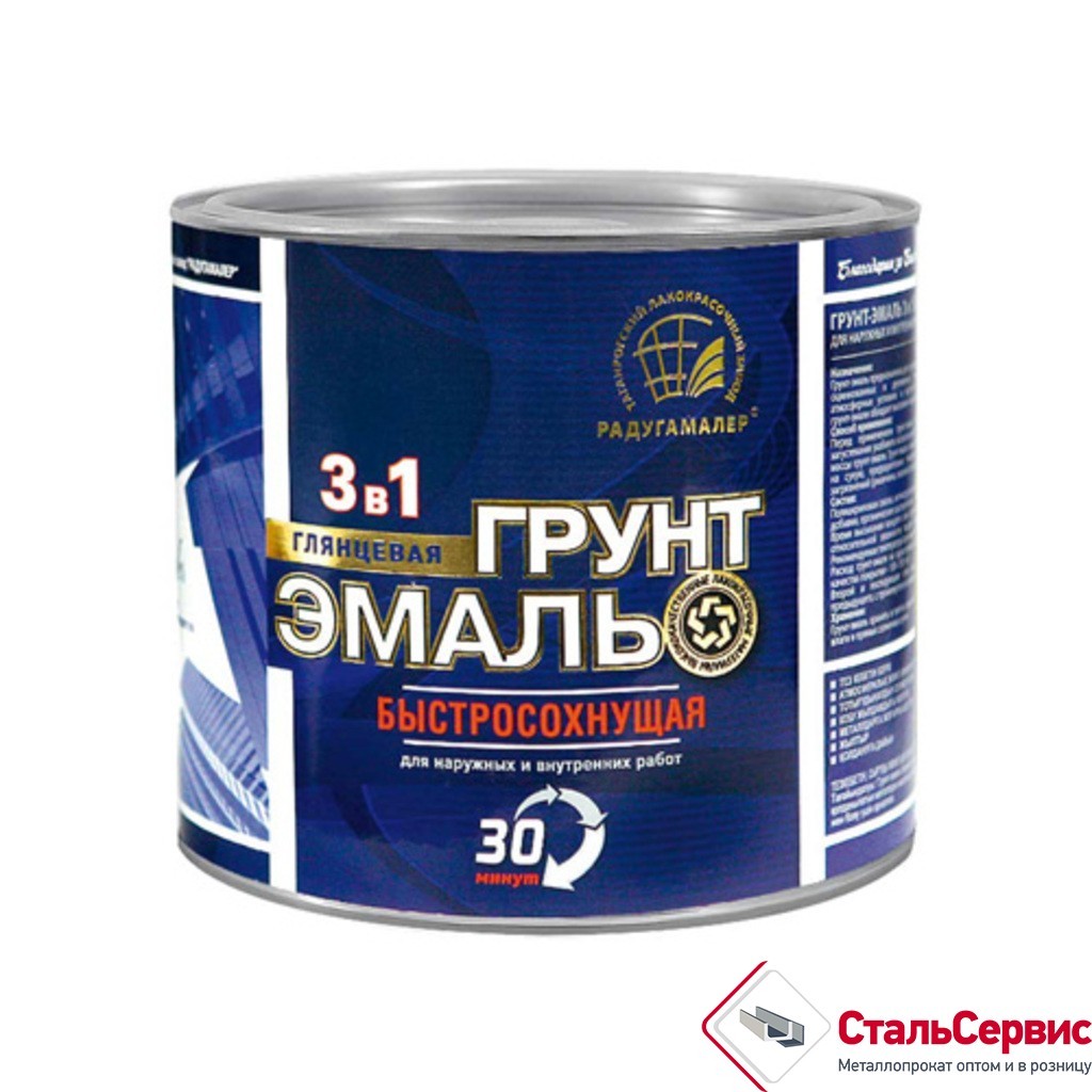 Эмаль по ржавчине Радуга б/сохн.30 мин.зеленая 1,9 кг.