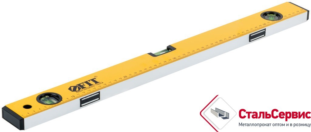 Уровень "Стандарт" 3 глазка,желтый корпус,магниты,шкала 800мм