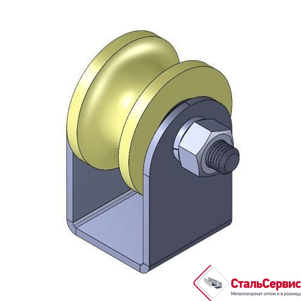 Ролик КАПРОРЛОН d 70мм под УГОЛ на ПЛАТФОРМЕ Р2712
