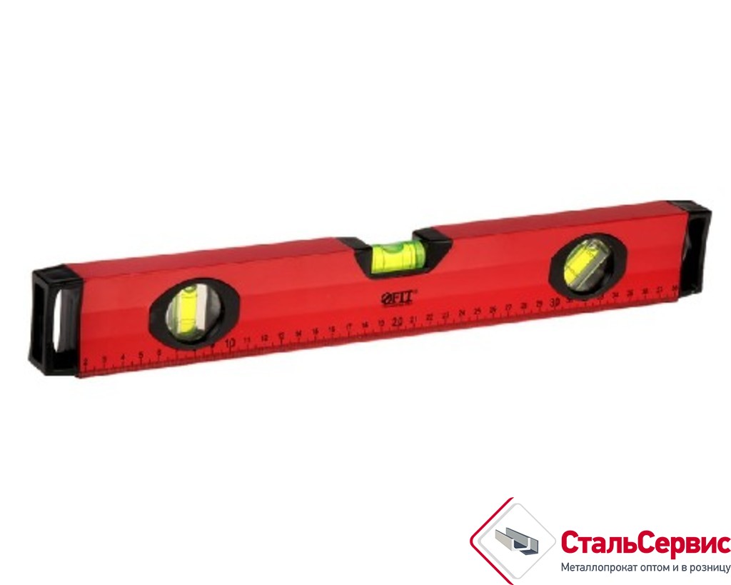 Уровень "Бизон",3глазка,красный корпус,магнитная полоса,ручки,шкала 800м