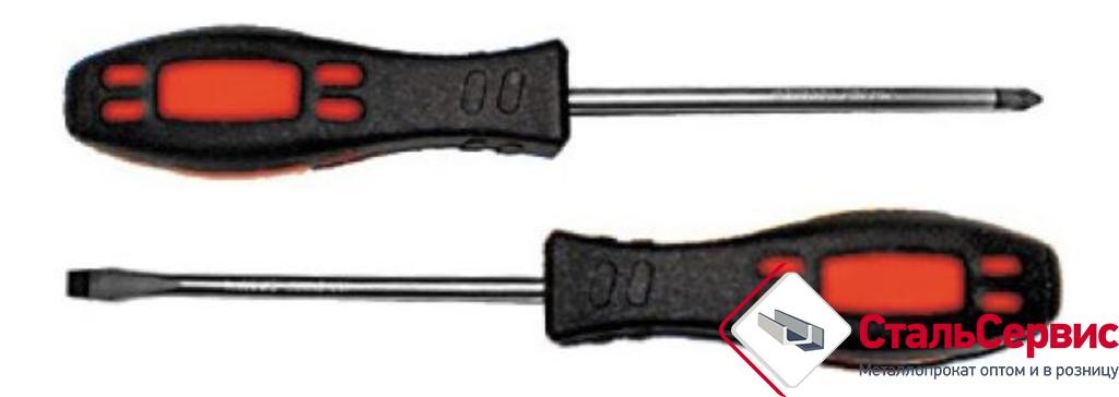 Отвертка, 6х100мм РН2, CrV, магнит.наконечник, двух.цв.ручка