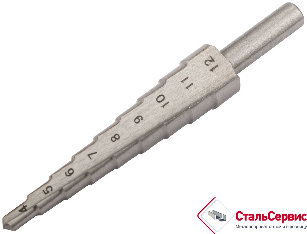 Сверло ступенчатое HSS по металлу ,5 ступений,4-12мм