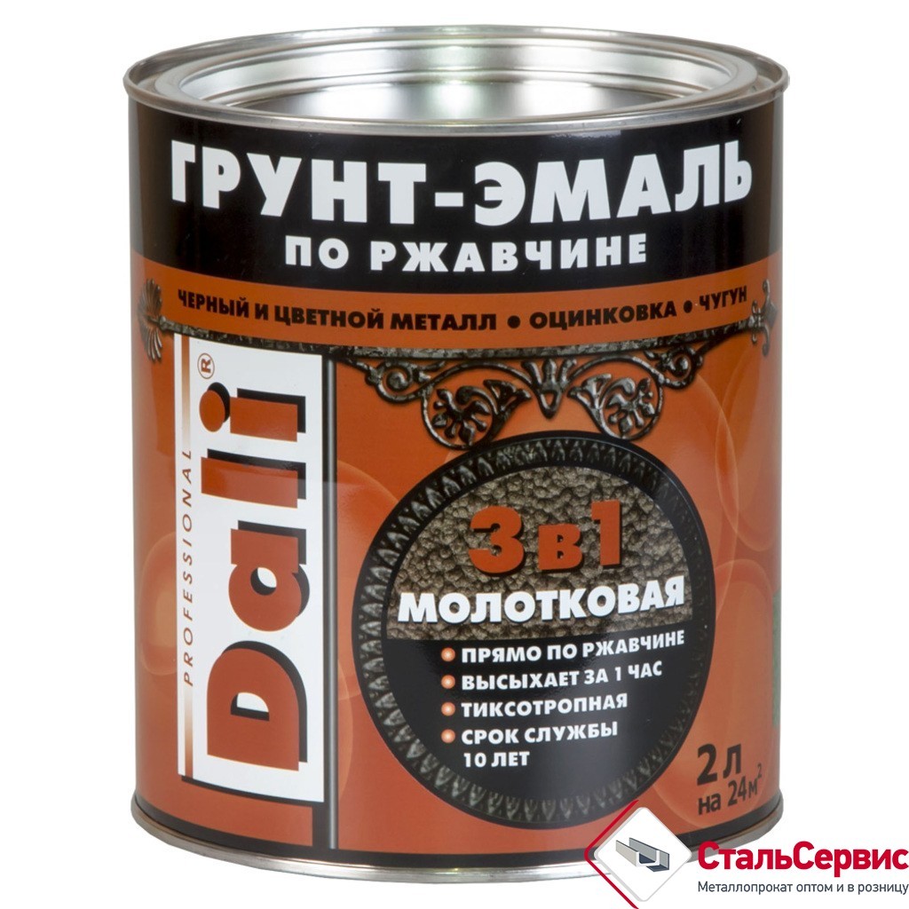 Эмаль молотковая DALI коричневая 2л.